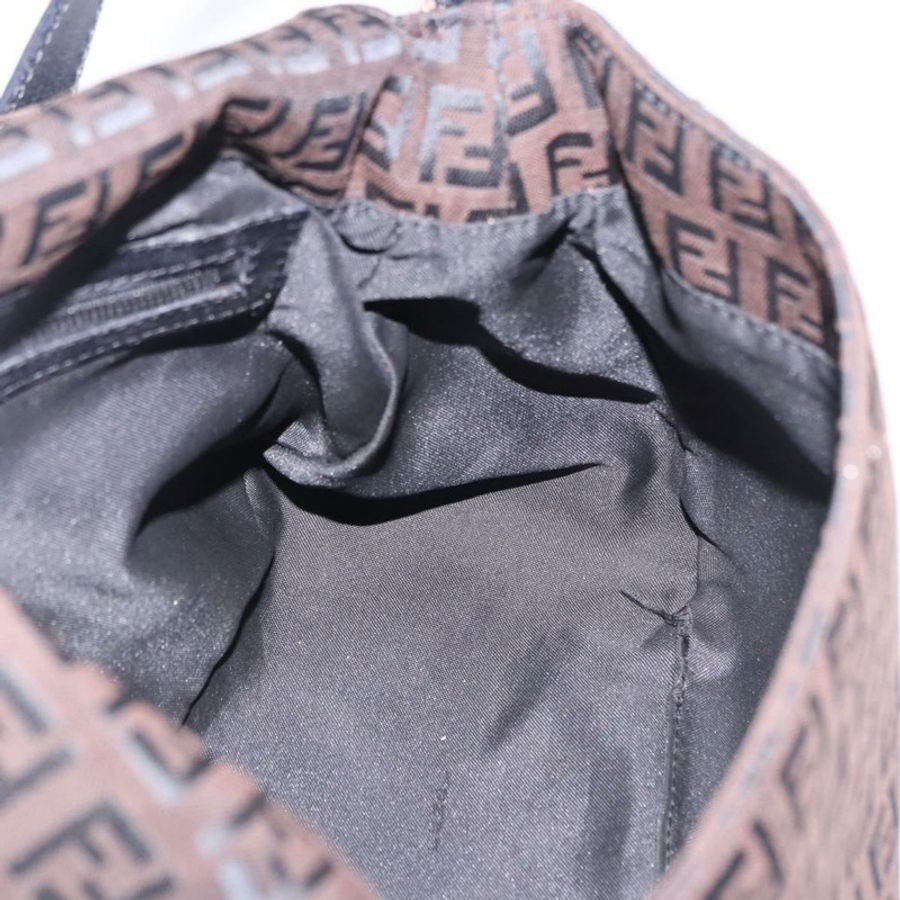【日本直送】FENDI Zucchino 帆布 Mamma Baguette 單肩包 棕色 銀色 正品 195389V-16