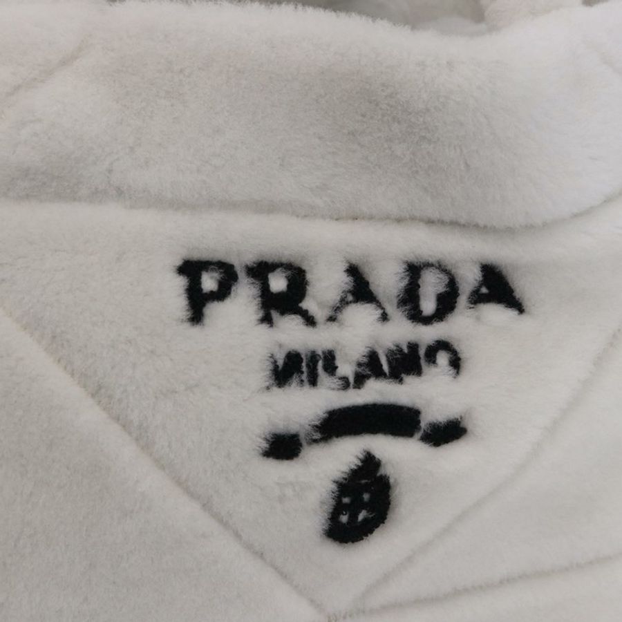 【日本直送】PRADA 白色銀色毛絨手提包,正品 197109SAM-13