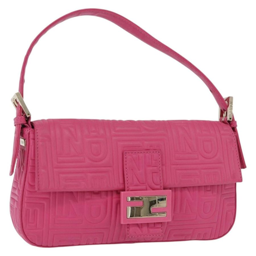 【日本直送】FENDI Mamma Baguette 肩背包 皮革 粉紅色 金色 正品 196359M-0