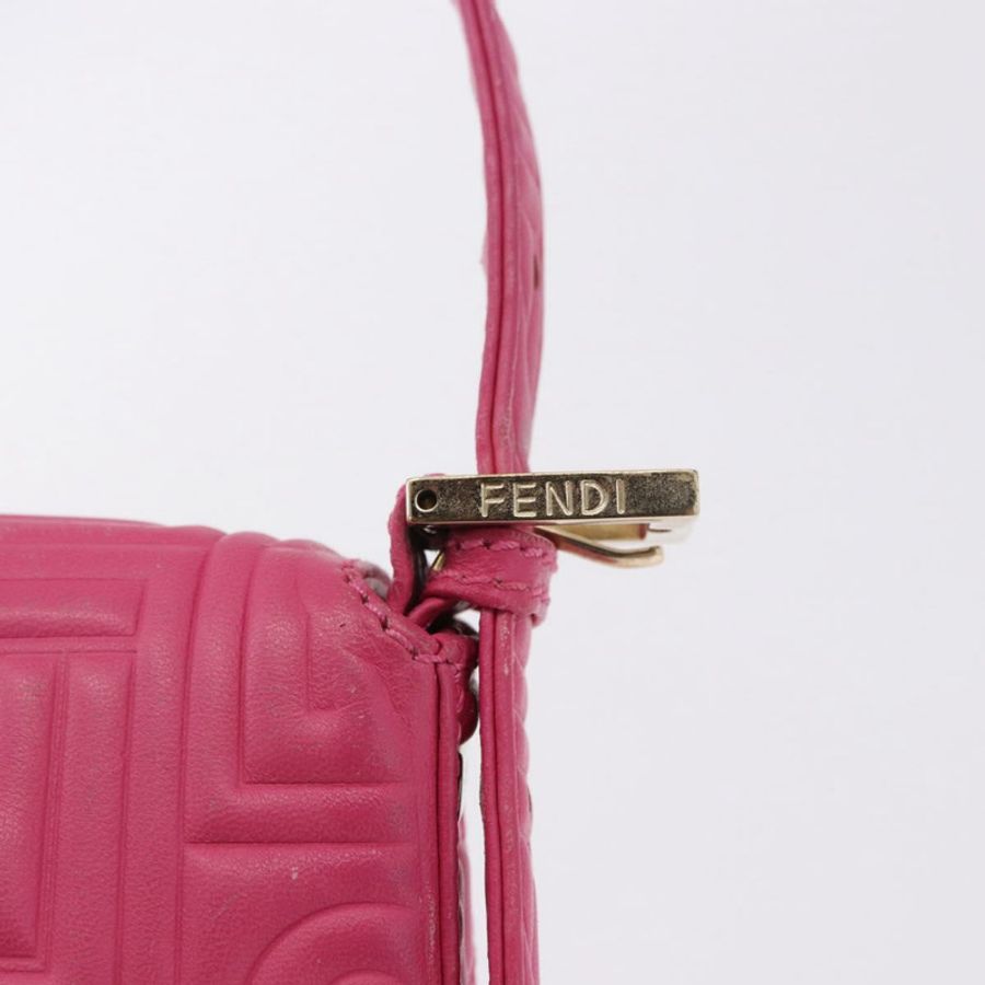 【日本直送】FENDI Mamma Baguette 肩背包 皮革 粉紅色 金色 正品 196359M-13