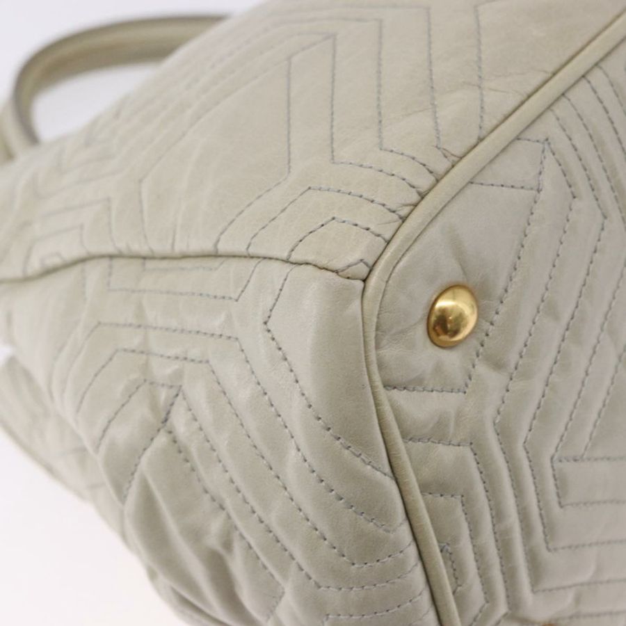 【日本直送】Miu Miu Matelasse 手提包 皮革 2way 米色 金 正品 ka5616V-16
