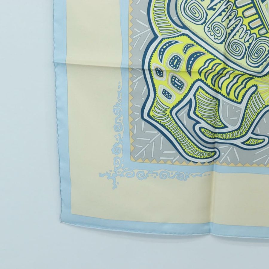 【日本直送】愛馬仕 Carre 90 絲巾 “LEGENDE KUNA PEUPLE DE PANAMA” 藍色 正品 ki6728M-7