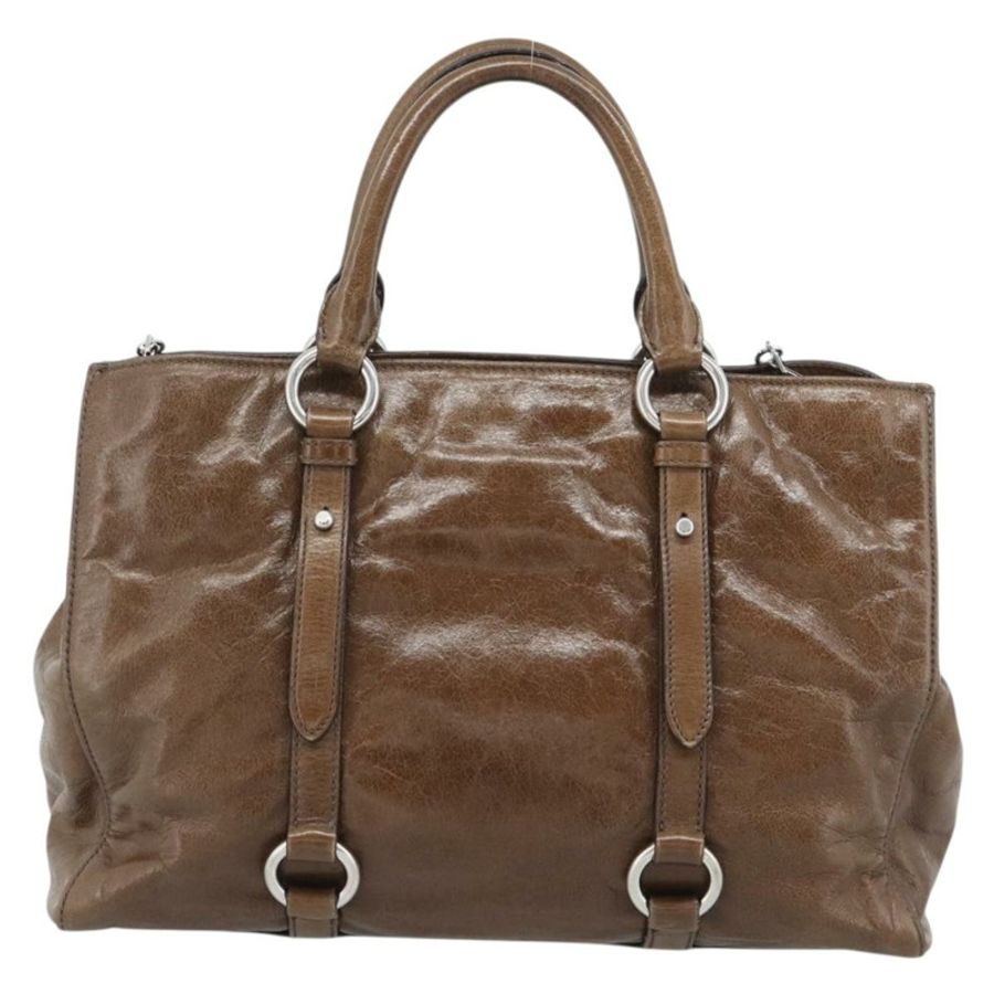 【日本直送】Miu Miu 手提包 皮革 兩用 棕色 銀色 正品 yk20645M-1