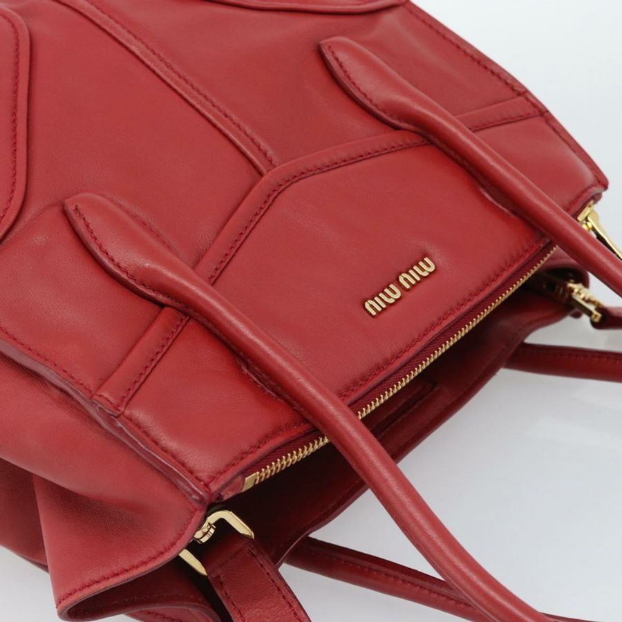 【日本直送】Miu Miu 皮革雙肩包 紅色金色 正品 ka5333V-5