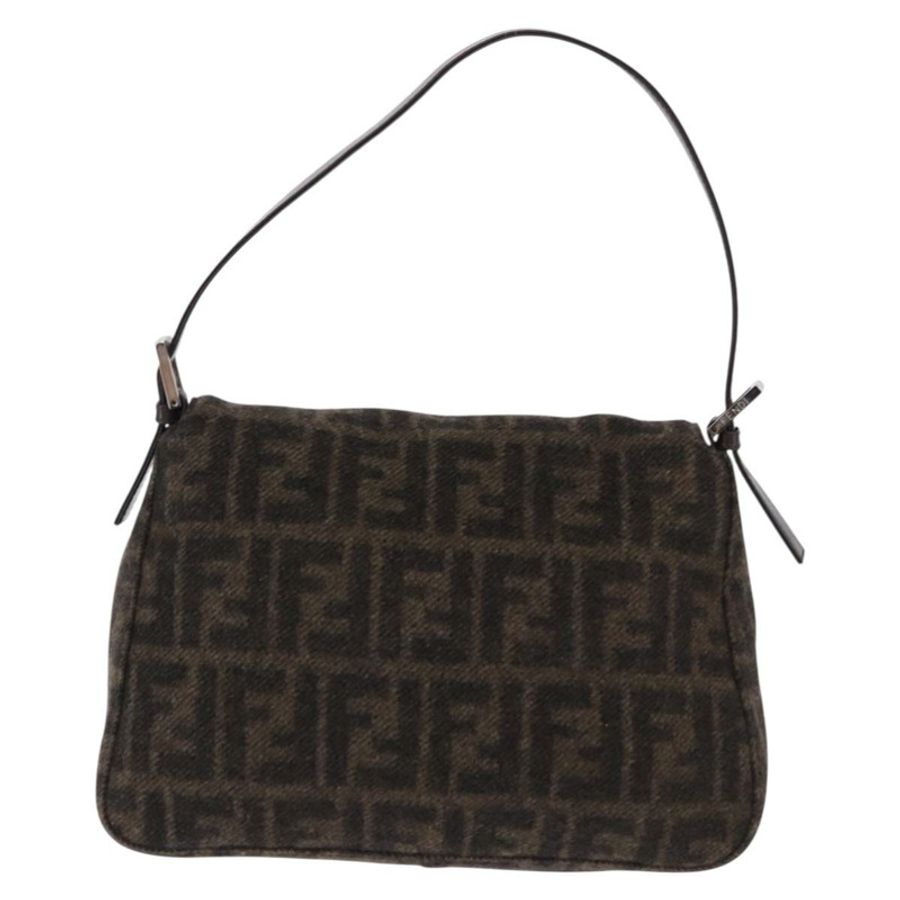 【日本直送】FENDI Zucca Mamma Baguette 單肩包 羊毛 棕色 銀色 正品 BA14700SAV-1