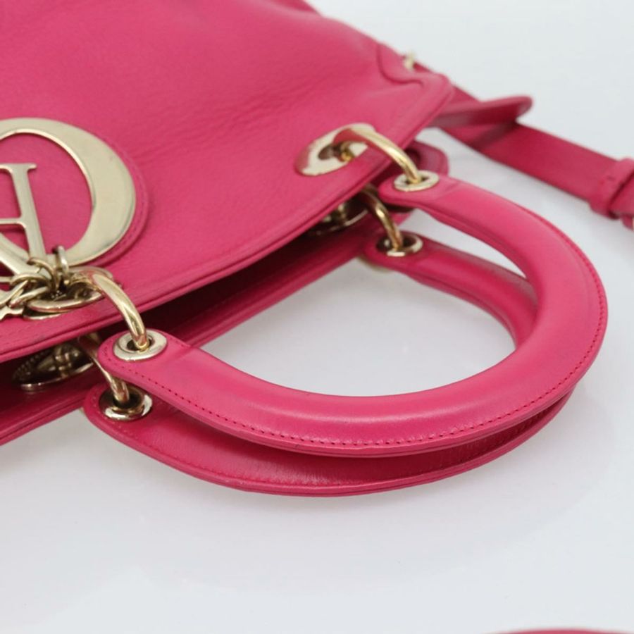 【日本直送】Christian Dior Diorissimo 手提包 皮革 2way 粉金配色 正品 bs36402V-7