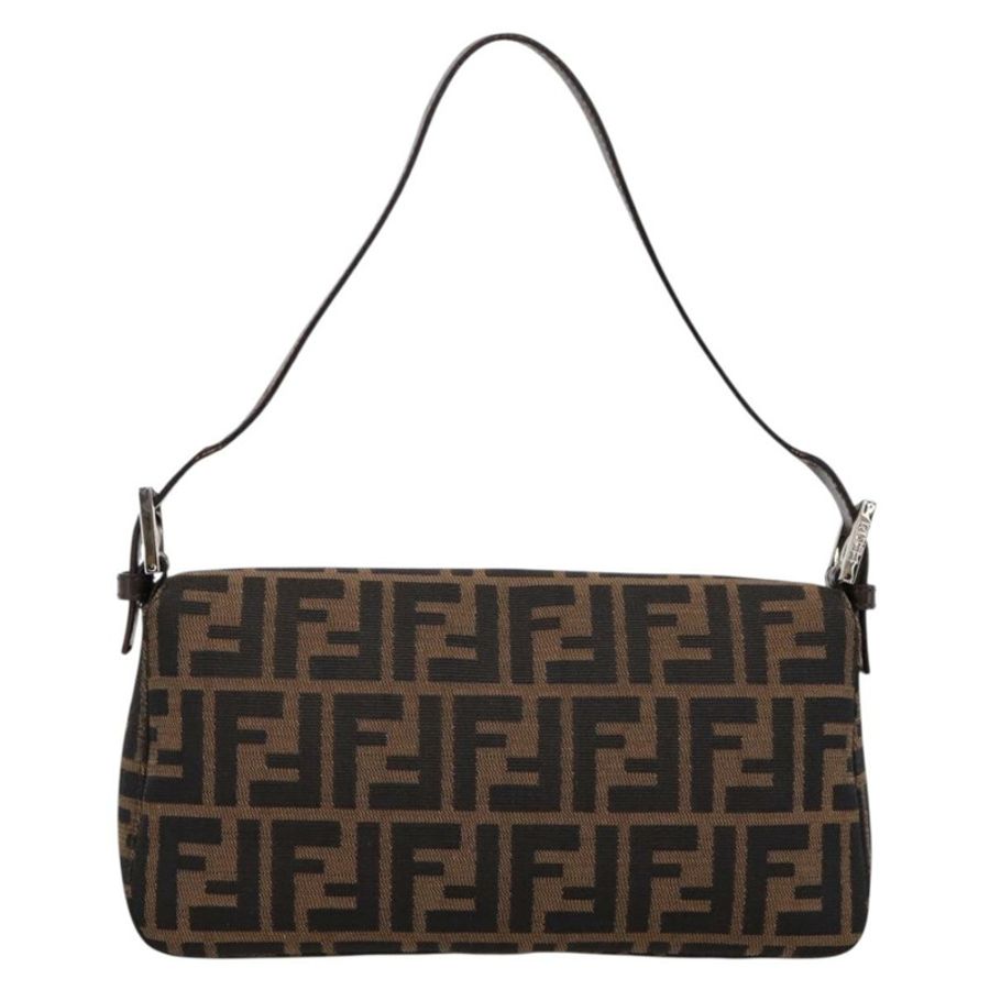 【日本直送】FENDI Zucca帆布Mamma Baguette單肩包 棕色銀色 正品 BA14998SAV-2
