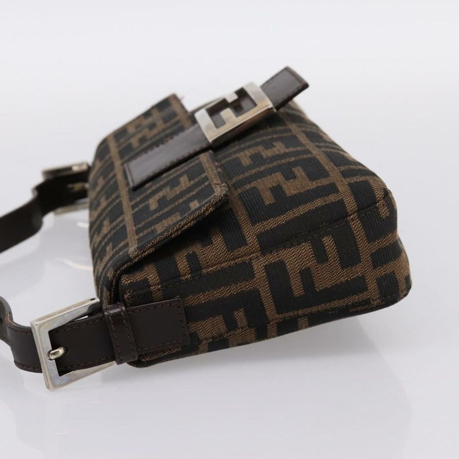 【日本直送】FENDI Zucca帆布Mamma Baguette單肩包 棕色銀色 正品 BA14998SAV-3