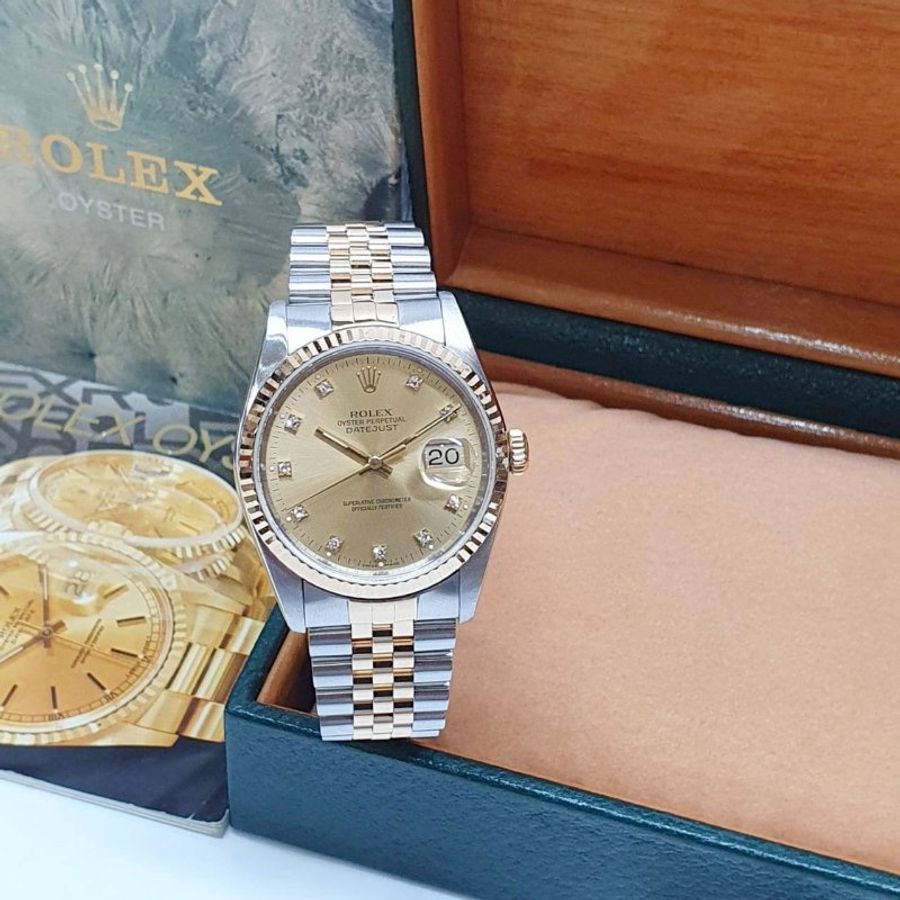 【大眾金時代】ROLEX 勞力士16233 Datejust DJ36 蠔式日誌 經典代表 金色十鑽面 大眾金時代B1511-2