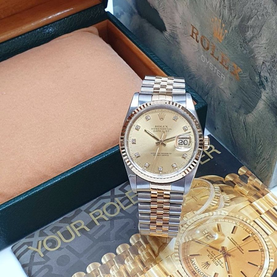 【大眾金時代】ROLEX 勞力士16233 Datejust DJ36 蠔式日誌 經典代表 金色十鑽面 大眾金時代B1511-4
