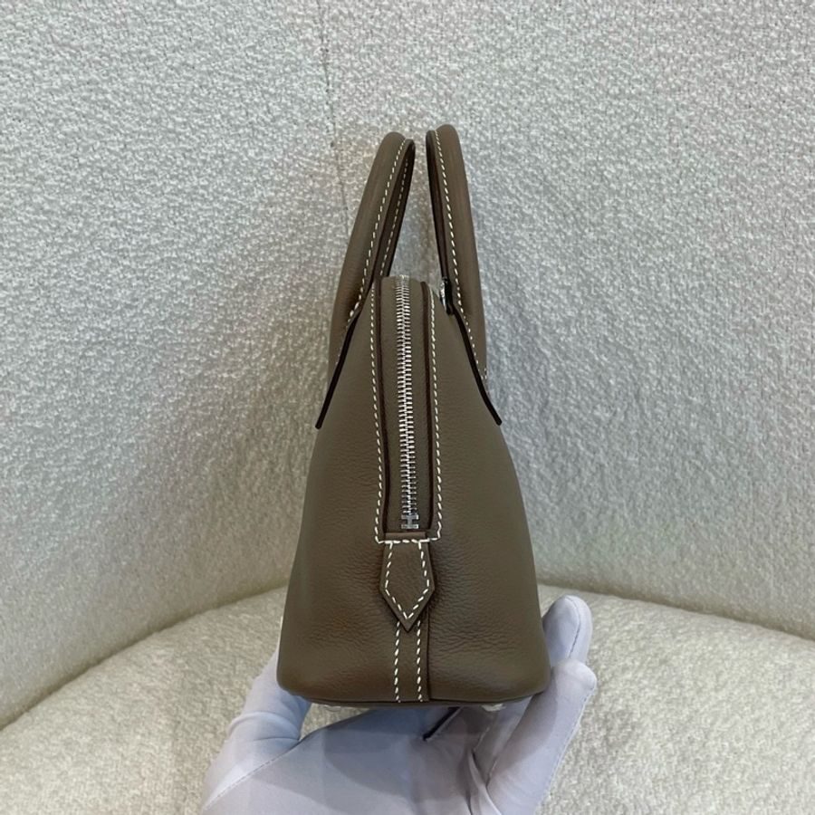 愛馬仕/Hermes mini bolide保齡球手提包斜挎包 大象灰銀扣 ec皮-3