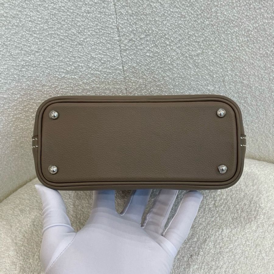 愛馬仕/Hermes mini bolide保齡球手提包斜挎包 大象灰銀扣 ec皮-4