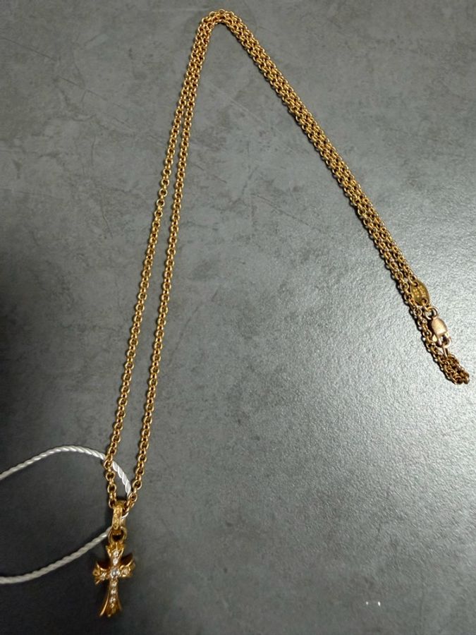 克羅心 22k roll chain 50cm & 22k 白鑽bbf set-0