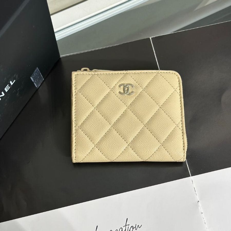 CHANEL L型拉鍊零錢包 - 米金-14