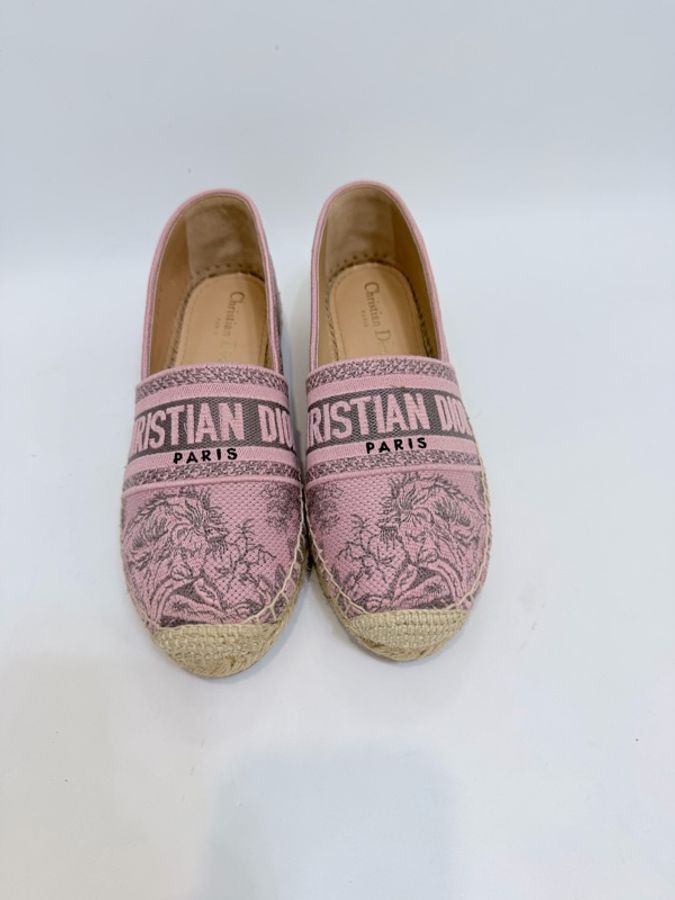 Dior 粉刺繡老虎漁夫平底鞋 37.5號-2