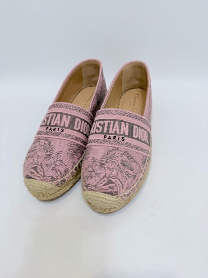 Dior 粉刺繡老虎漁夫平底鞋 37.5號-3