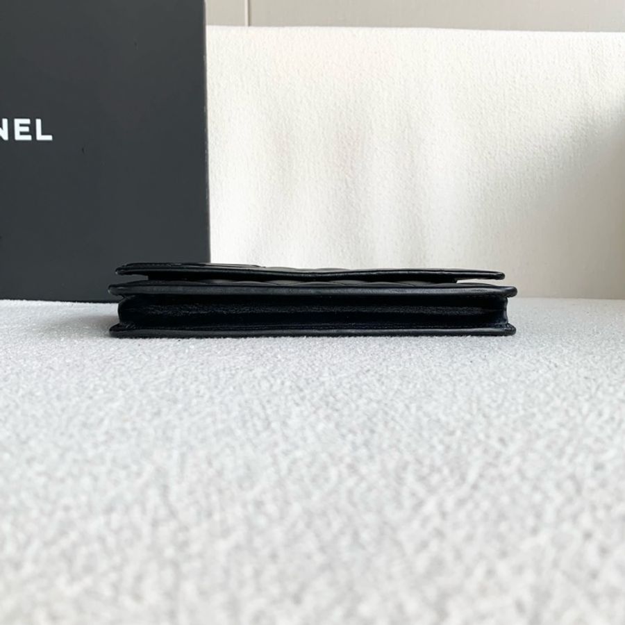 Chanel香奈兒黑銀康鵬woc鏈條包 鐳射18開-4