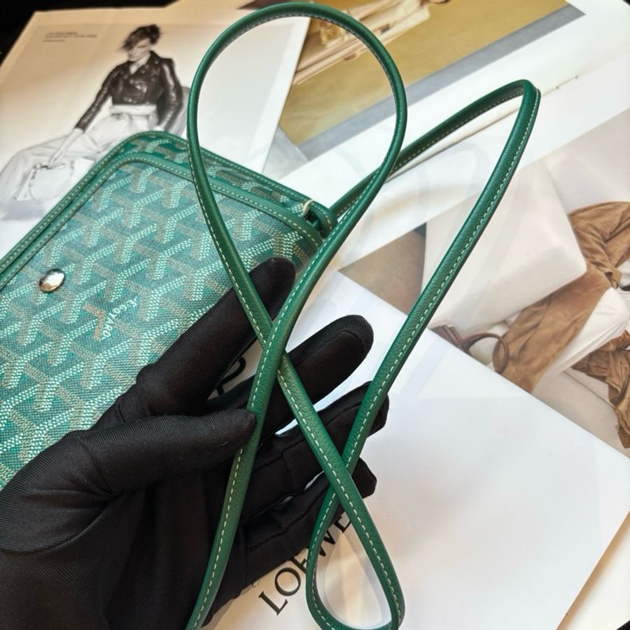 戈雅Goyard PLUMET綠色斜挎包郵差包-9