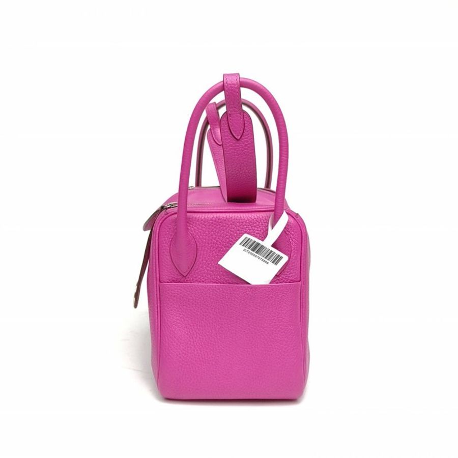 HERMES Lindy26L3玫瑰紫TC皮C刻銀扣肩背包-1
