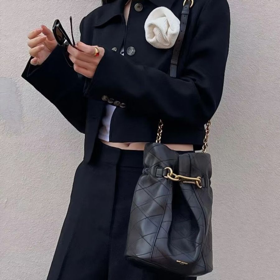 YSL Le maillon黑金鈎扣水桶包鏈條包 99新✨️-0