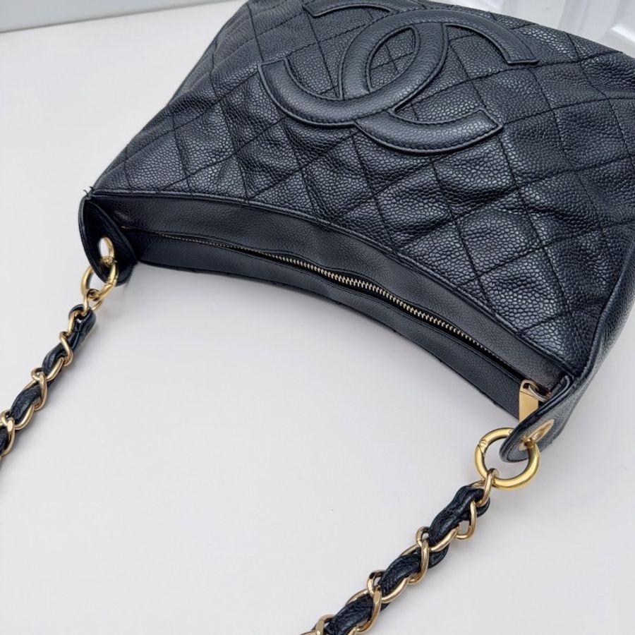 Chanel黑金荔枝皮hobo 中古絕版-7