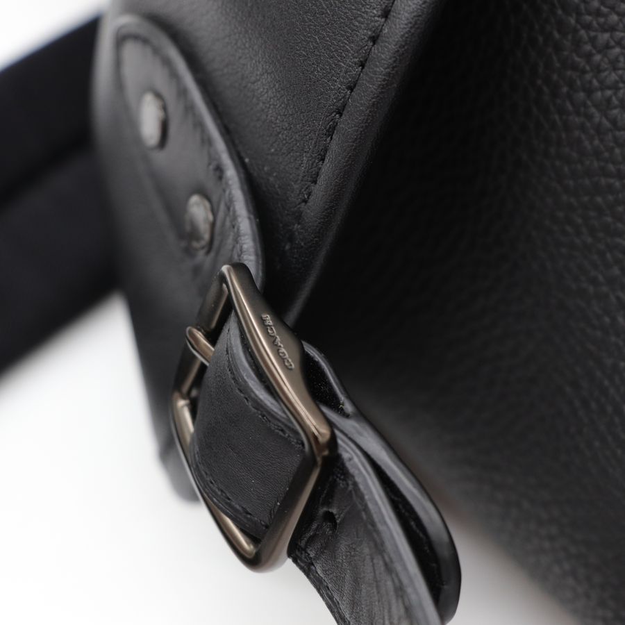 Coach 蔻馳 男士經典 黑色皮革 翻蓋 Hitch 後背包 透氣網布-8