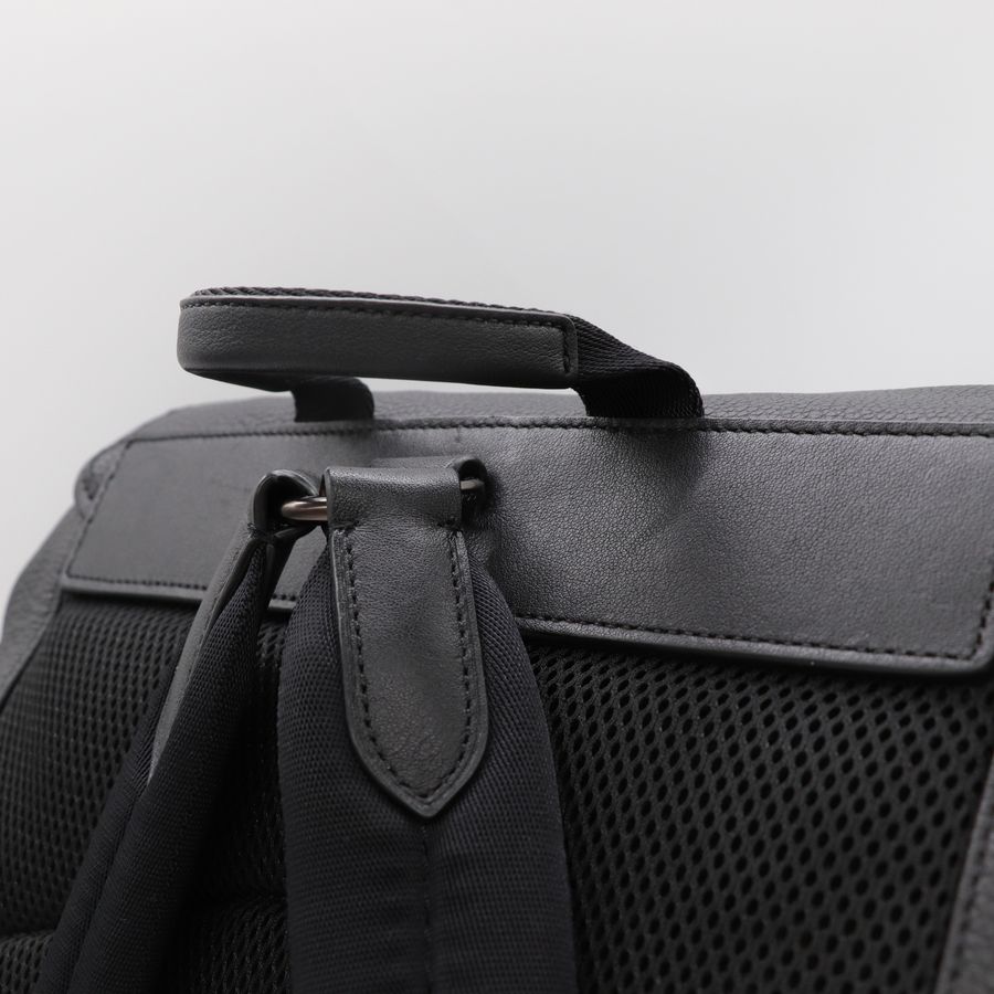 Coach 蔻馳 男士經典 黑色皮革 翻蓋 Hitch 後背包 透氣網布-9