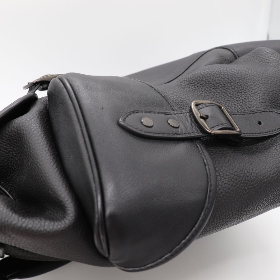 Coach 蔻馳 男士經典 黑色皮革 翻蓋 Hitch 後背包 透氣網布-12