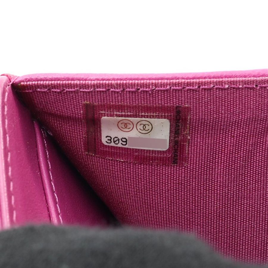 CHANEL 香奈兒 19 三折扣式短夾 紫色 菱格紋羊皮 金扣 AP1064-6