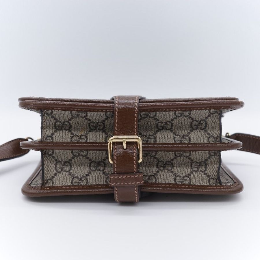 Gucci 古馳 經典 Mini GG Supreme雙G互扣 帆布 牛皮 斜背包 相機包-15