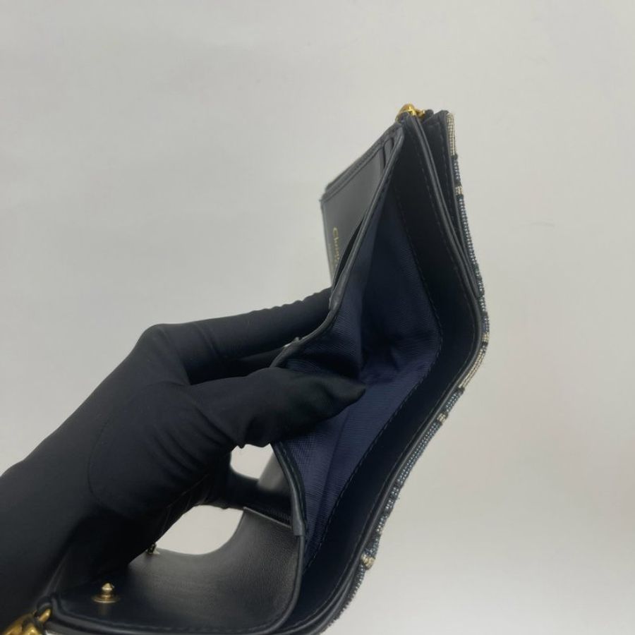 DIOR SADDLE LOTUS 老花三折短夾-6