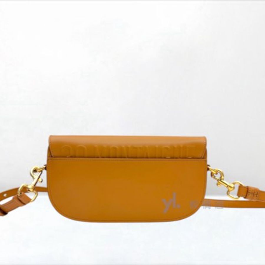 Y2103-DIOR 焦糖牛皮金釦East-West Bobby肩背包-1