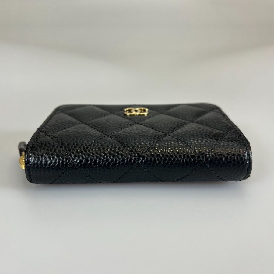 CHANEL AP0216 CF風琴卡包 黑金荔枝-6