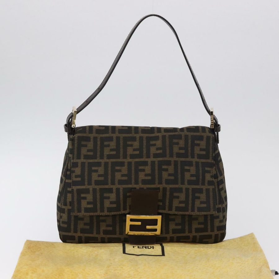 【日本直送】FENDI Zucca帆布Mamma Baguette單肩包 棕色/黑色 正品 196441V-11
