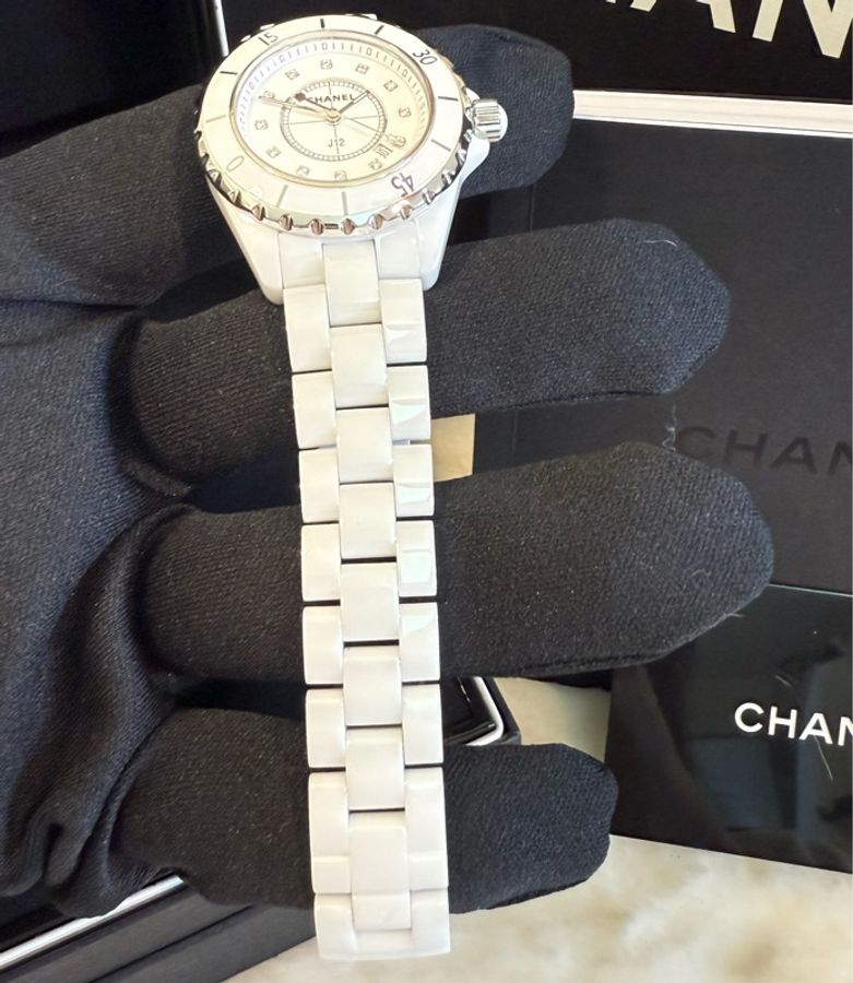 售🥰 香奈兒 CHANEL J12 白陶瓷 12鑽 33mm-10