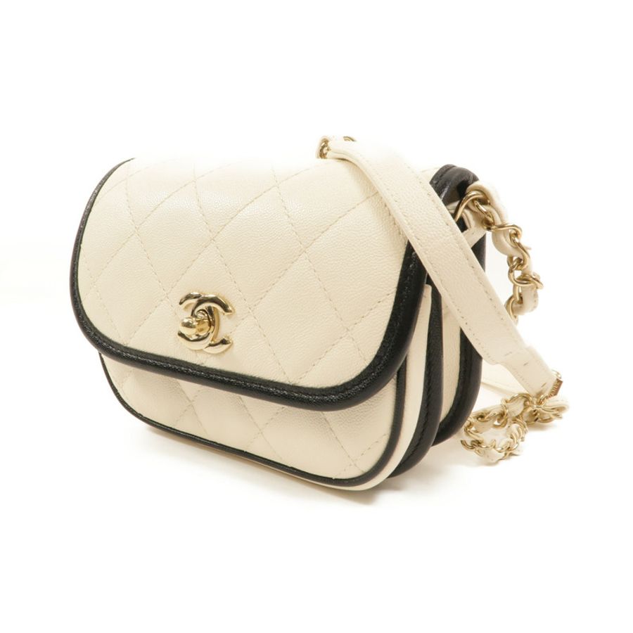 CHANEL 牛皮皮革Mini Round Flap Messenger Bag肩背袋-2