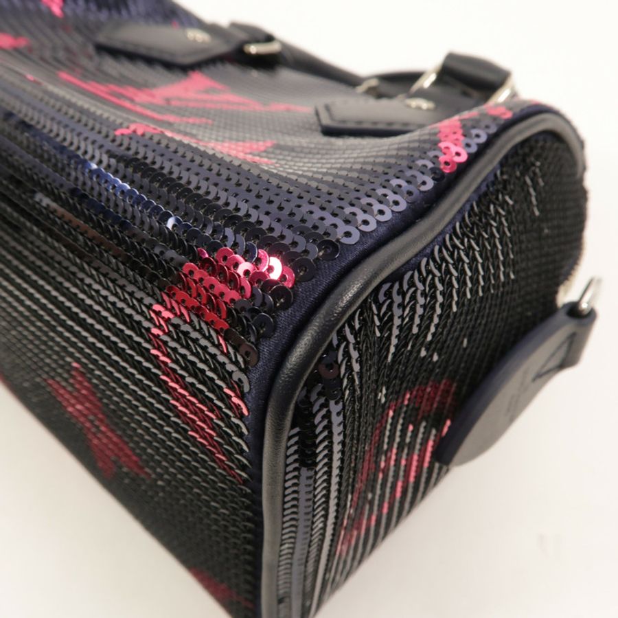 LOUIS VUITTON Satin/Sequins Speedy Bandouliere 18手挽肩背兩用袋-12