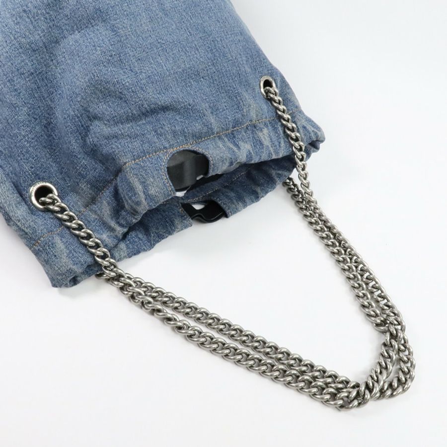BALENCIAGA 牛仔布Crush M Tote鏈帶肩背袋-12