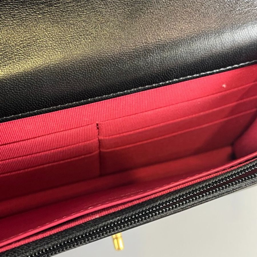 CHANEL AS1160 19雙CWOC金標翻蓋羊皮黑-8