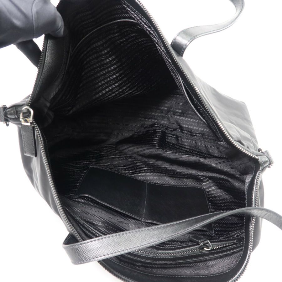 PRADA 尼龍/Saffiano皮革Tote Bag手挽肩背兩用袋-4