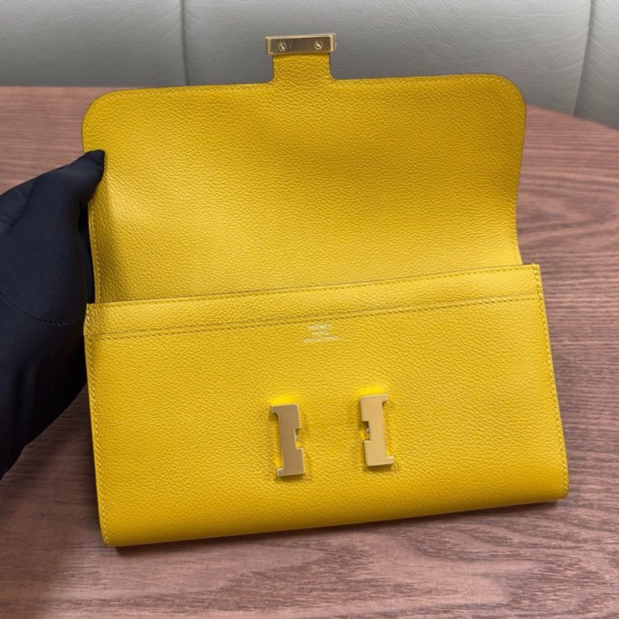愛馬仕Hermes 康康錢包 琥珀黃金扣 togo皮 C刻-8
