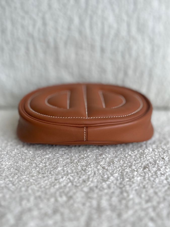 Hermès 愛馬仕intheloop豬鼻子腰包S皮金棕銀扣Z刻-5