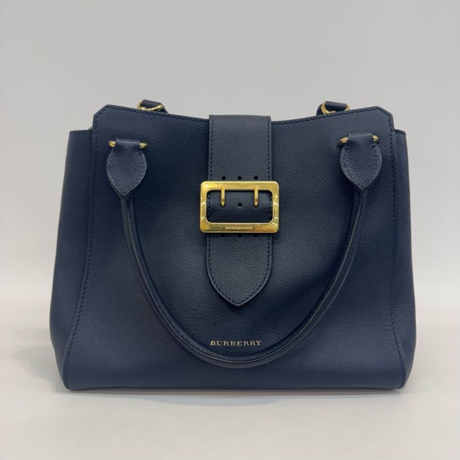 Burberry/巴寶莉藍色the buckle手提單肩包。-0