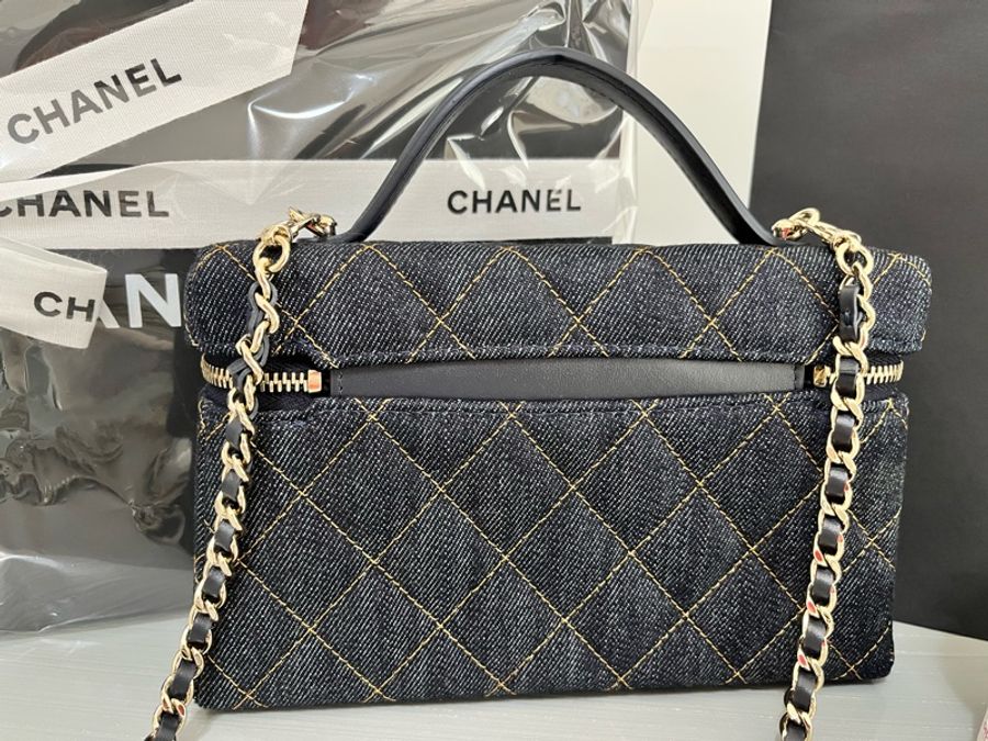 CHANEL 香奈兒《全新》26P 牛仔丹寧LP包鏈帶包 LP飯盒包手提包 鏈帶可拆全配 收藏級-10