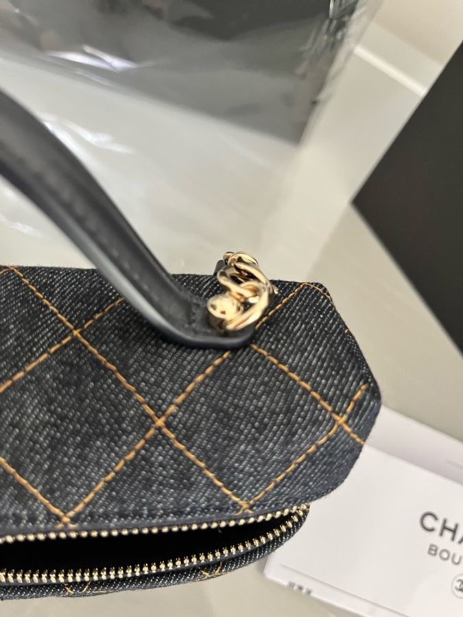 CHANEL 香奈兒《全新》26P 牛仔丹寧LP包鏈帶包 LP飯盒包手提包 鏈帶可拆全配 收藏級-23