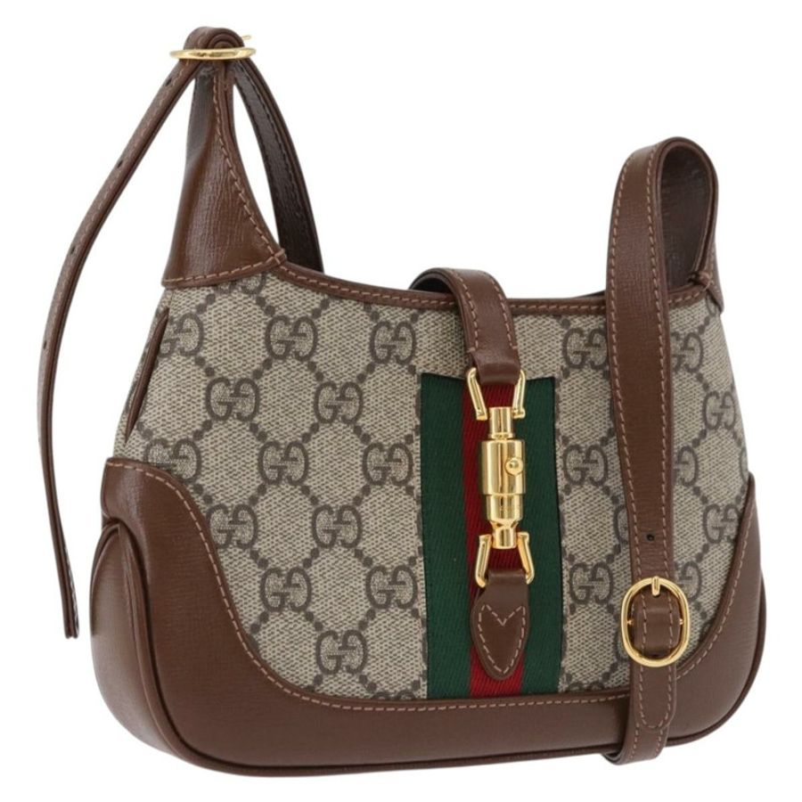 【日本直送】GUCCI Jackie GG Supreme 單肩包 PVC 米色 金色 637092 正品 ka5646V-0