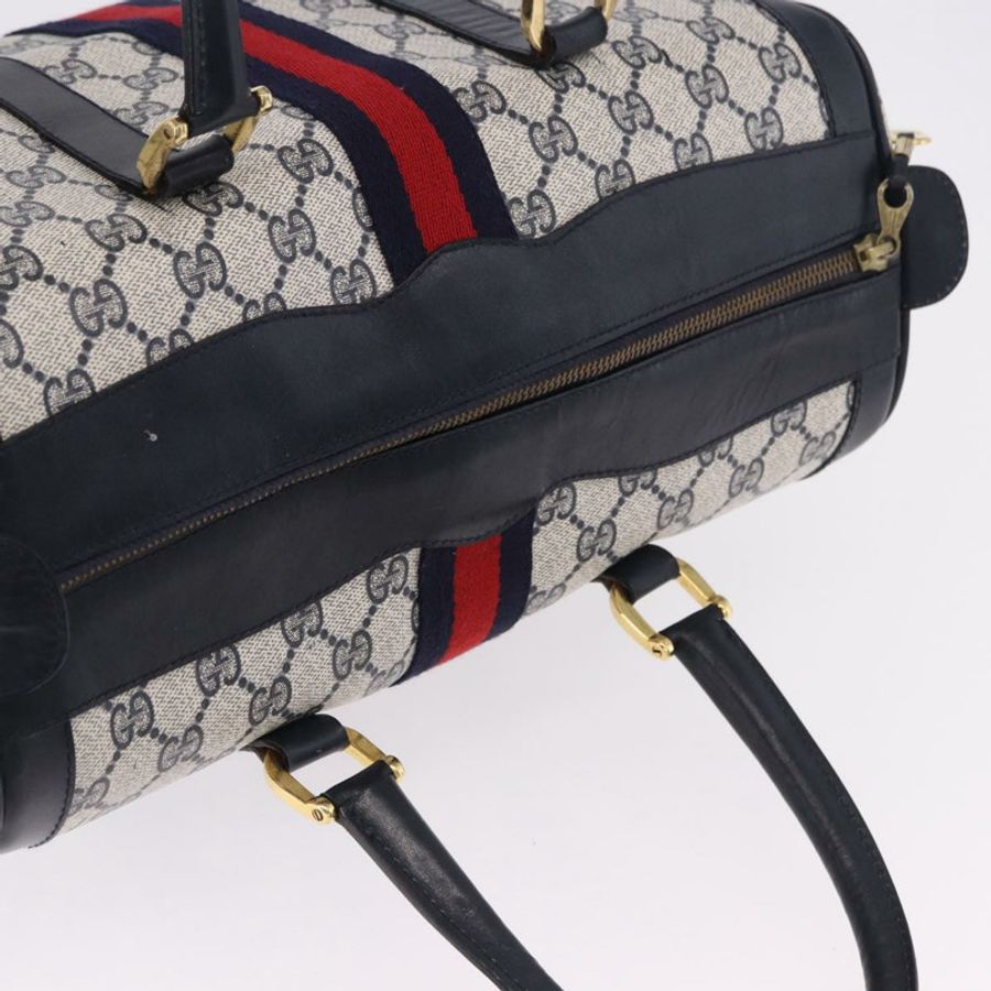 【日本直送】GUCCI GG Supreme Sherry Line 波士頓包 PVC 海軍藍金色 正品 196762A-5