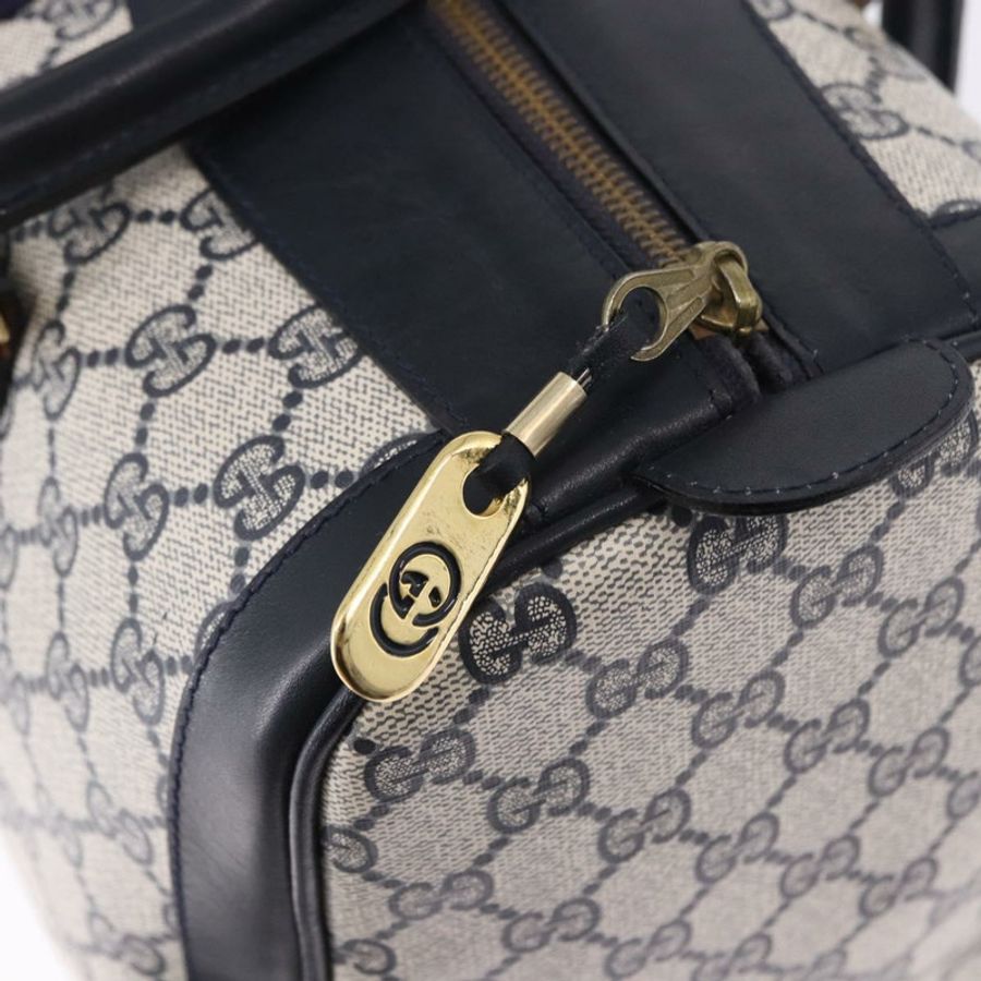 【日本直送】GUCCI GG Supreme Sherry Line 波士頓包 PVC 海軍藍金色 正品 196762A-17