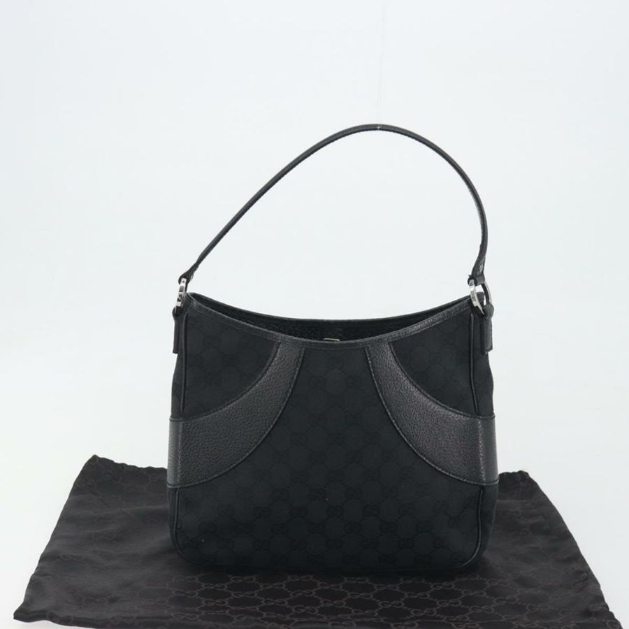【日本直送】GUCCI GG帆布肩背包 黑色 銀色 113012 正品 195436V-11