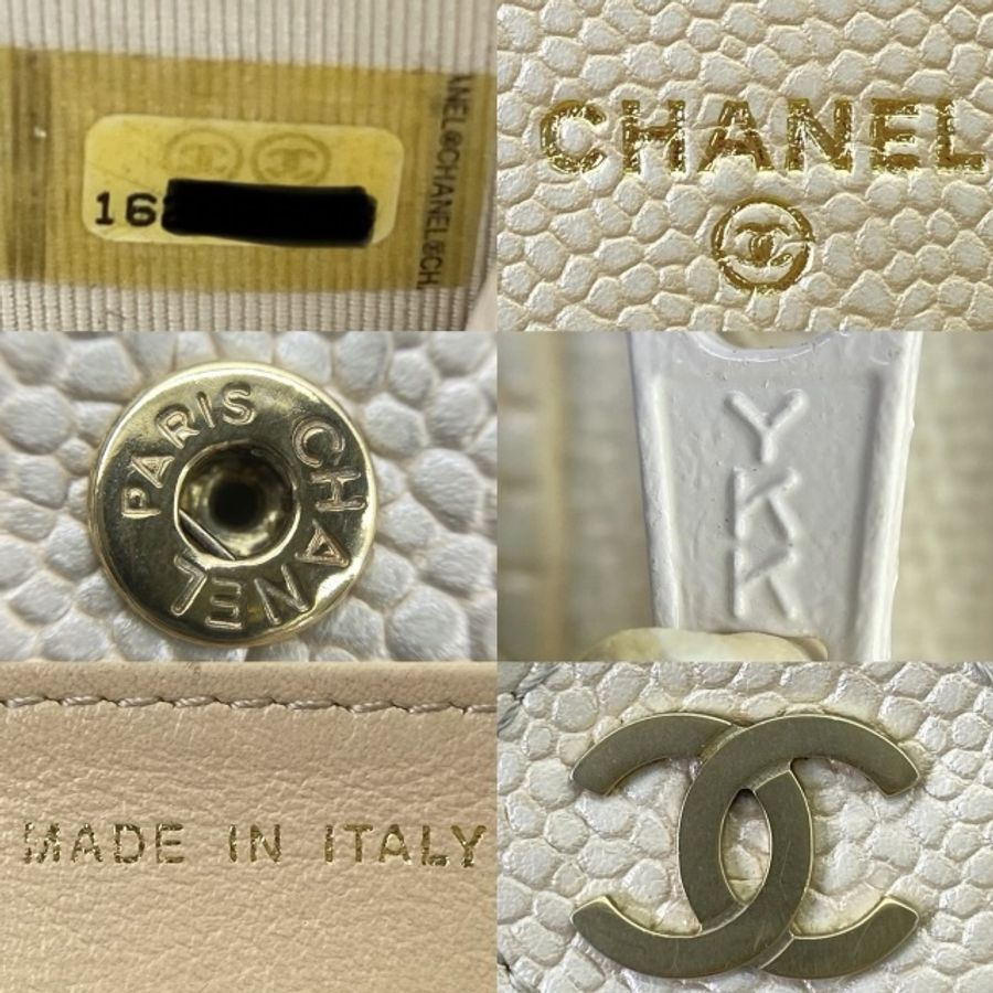 CHANEL 經典荔枝牛皮 WOC 鏈條肩背包 米色金釦(16開)-8
